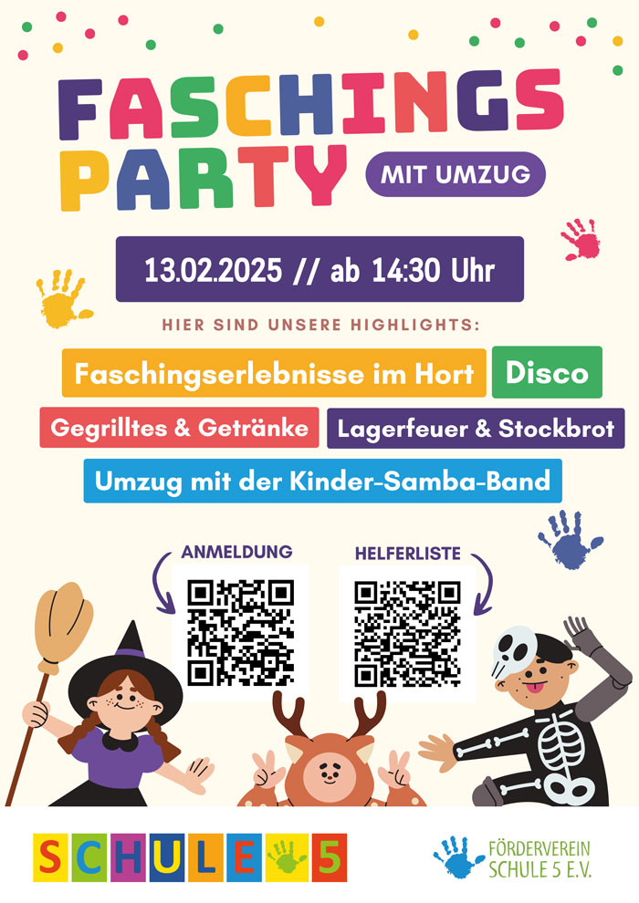 Faschingsparty mit Umzug am 13.02.2025 ab 14:30 Uhr